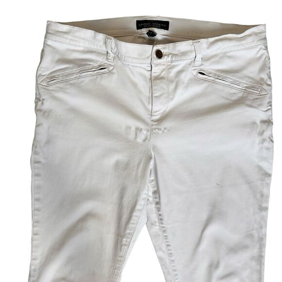 Ralph Lauren Beige Straight Leg Pants Womens 14 Minimalist Office Preppy Chino - Picture 3 of 13